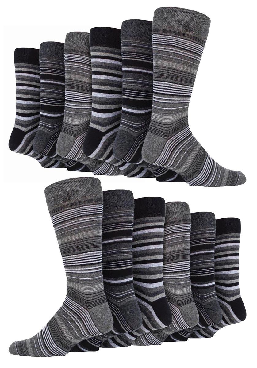 12 Paar Multipack Herren Baumwolle bunt gestreiften Kleid Socken | Socken Snob | gemusterten Business Casual Dress Socken - Buenos Aires