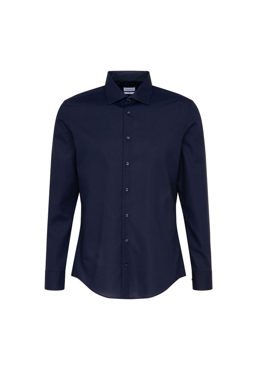 Slim Fit Marineblaues Businesshemd