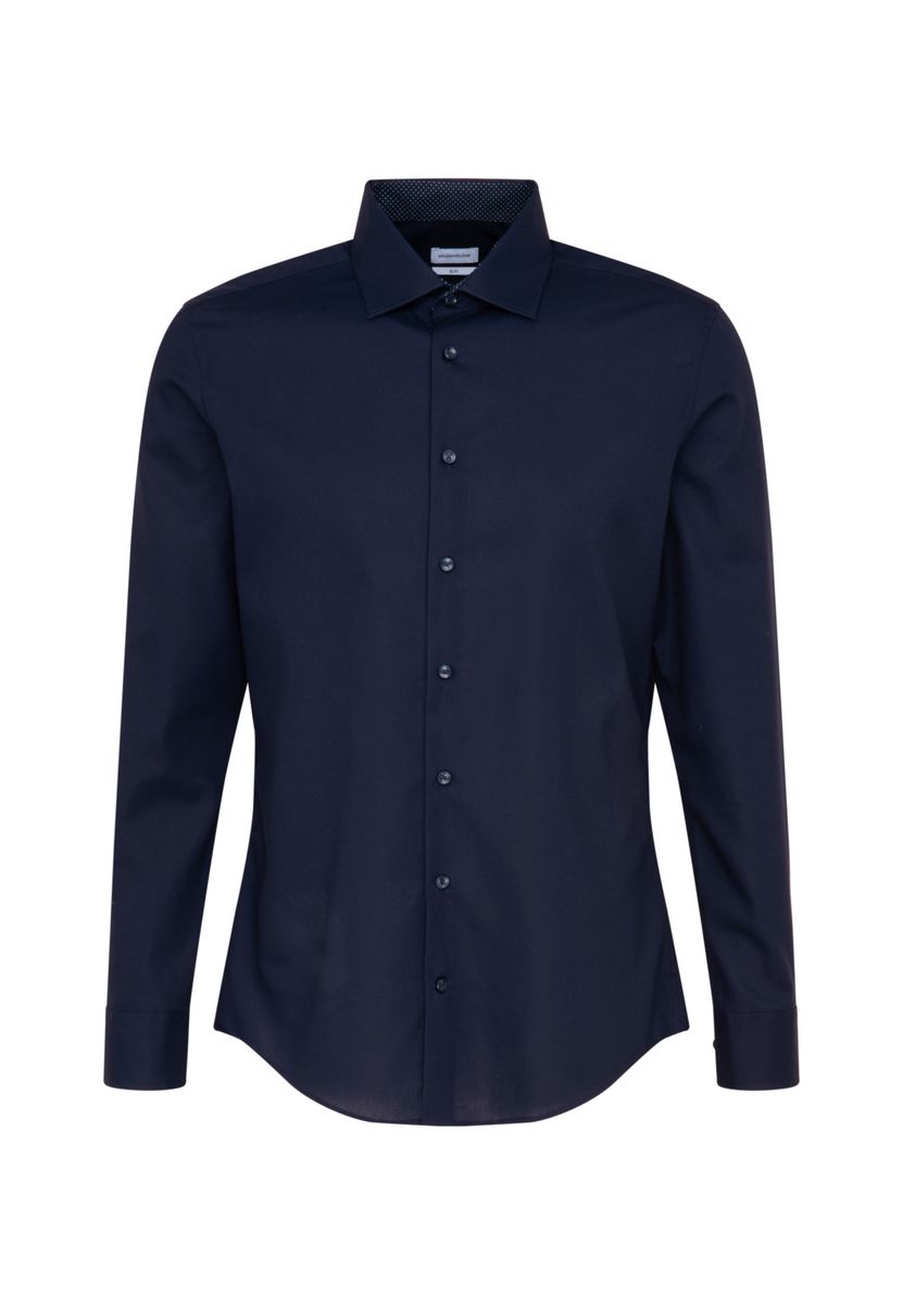 Slim Fit Marineblaues Businesshemd