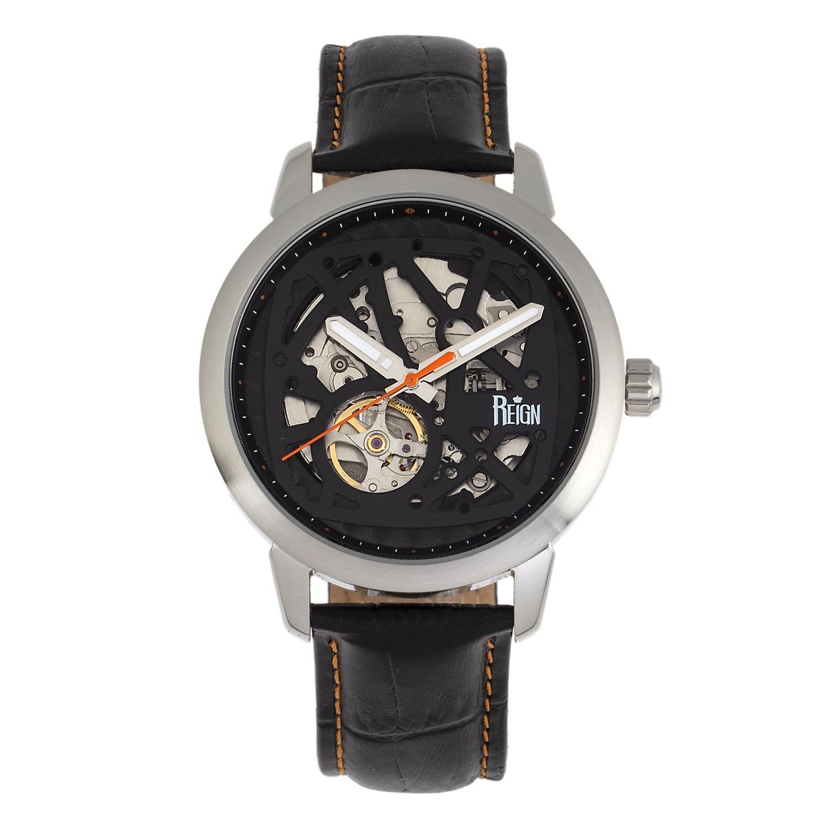 Herren Automatikuhr mit Skelettlederarmband