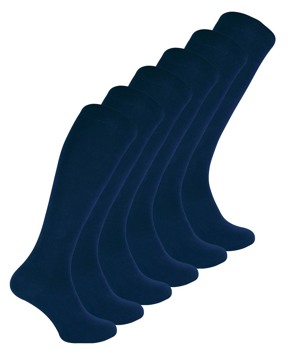 6 Paar Damen lange Bambussocken | Damen Kniestrümpfe - Navy