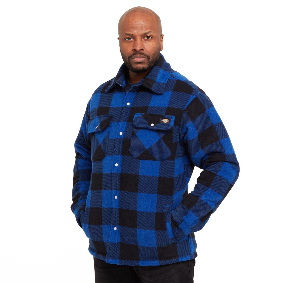 Gepolsterte Flanellhemdjacke mit Büffelkaromuster