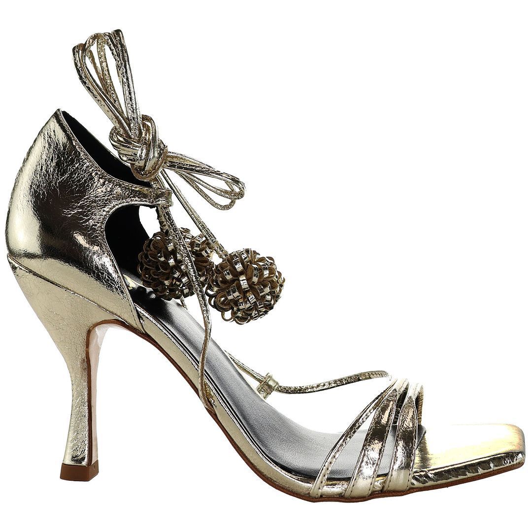 Metallic Goldene Sandaletten mit Bommeln