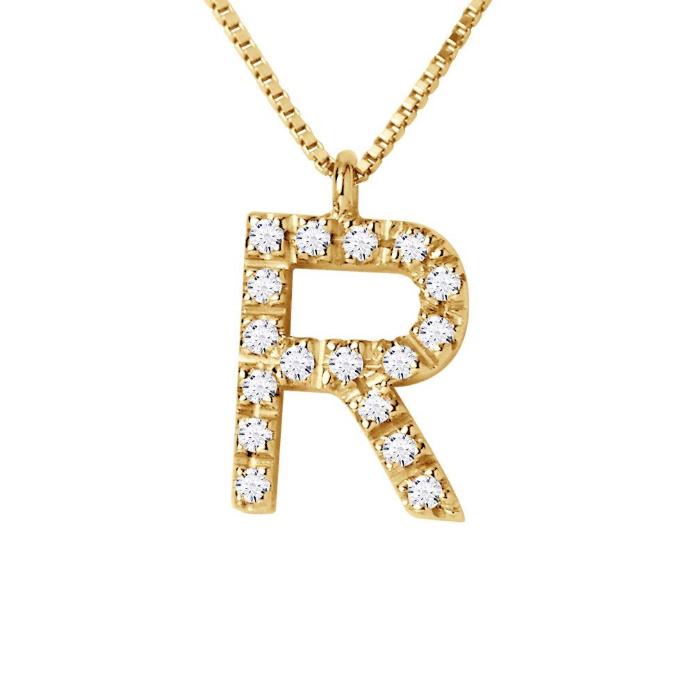 Diamant-Initialen R Gold Halskette