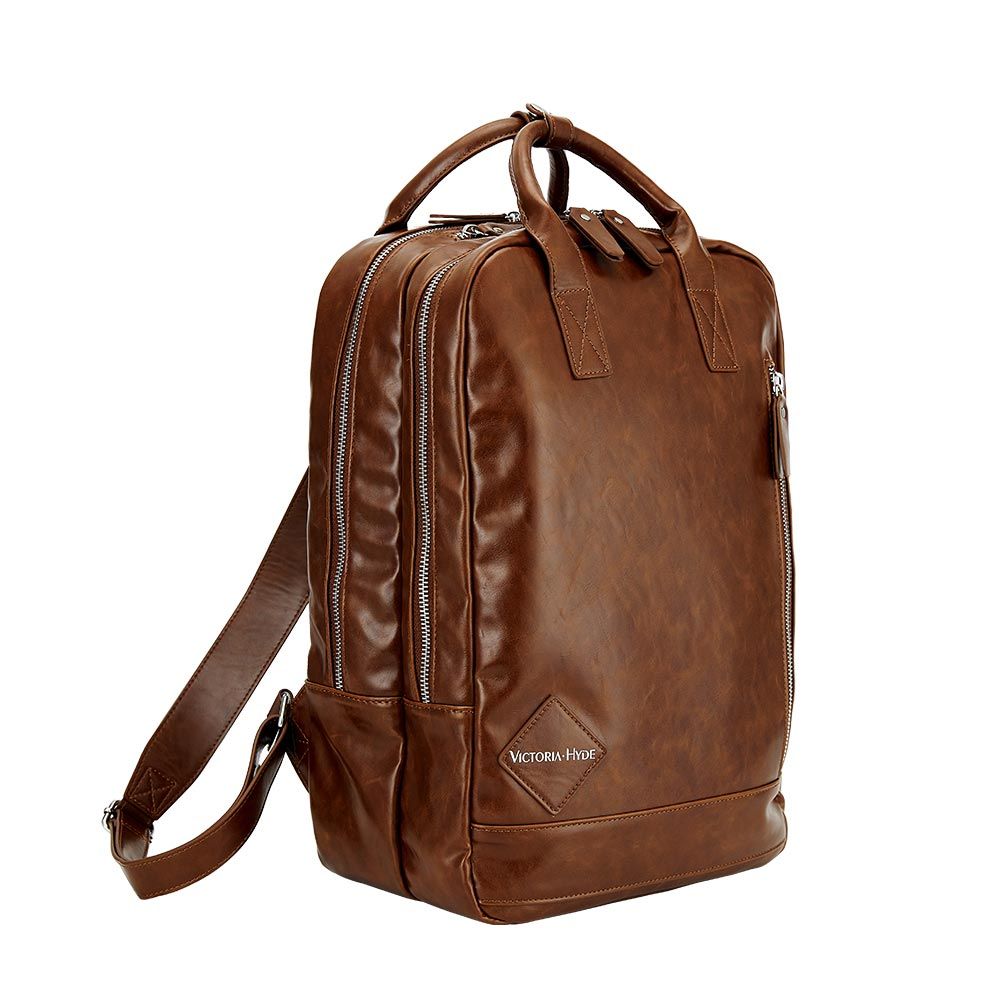 Brauner Mode-Rucksack aus veganem Leder