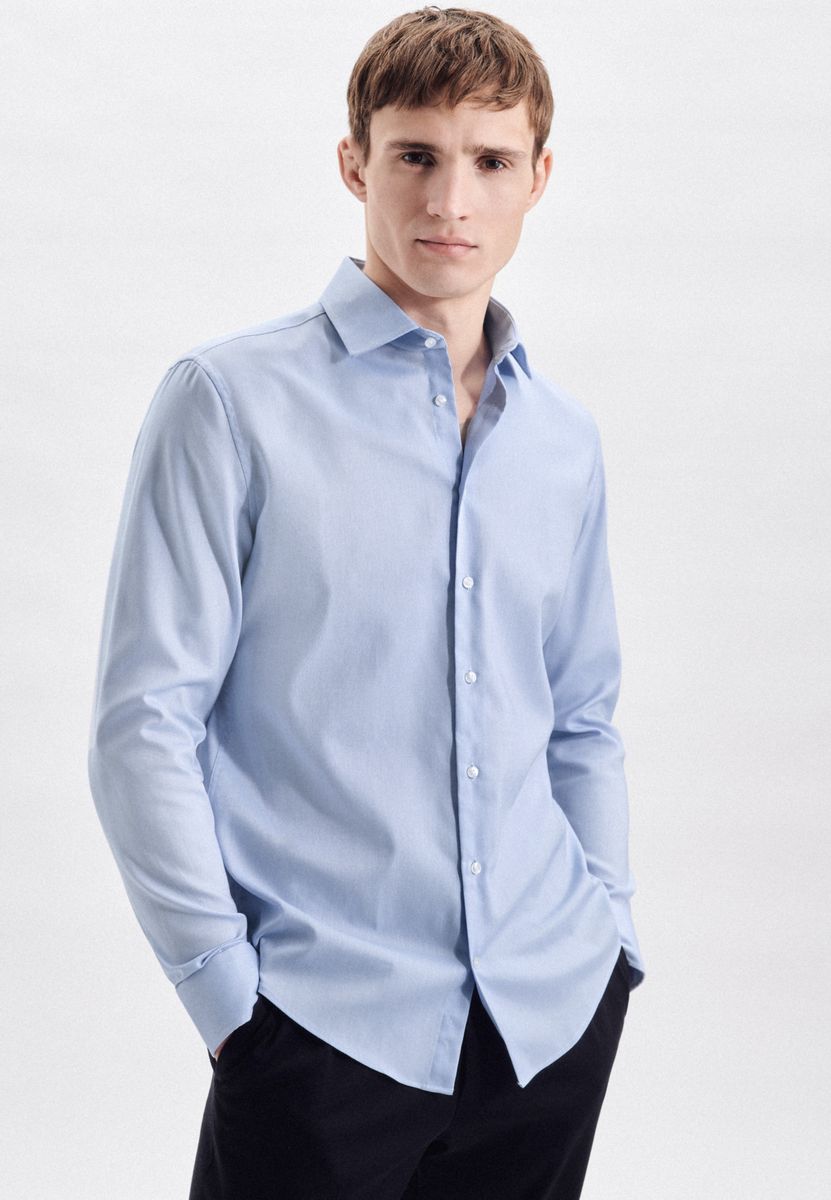 Langärmliges Business-Hemd aus Baumwoll-Dobby