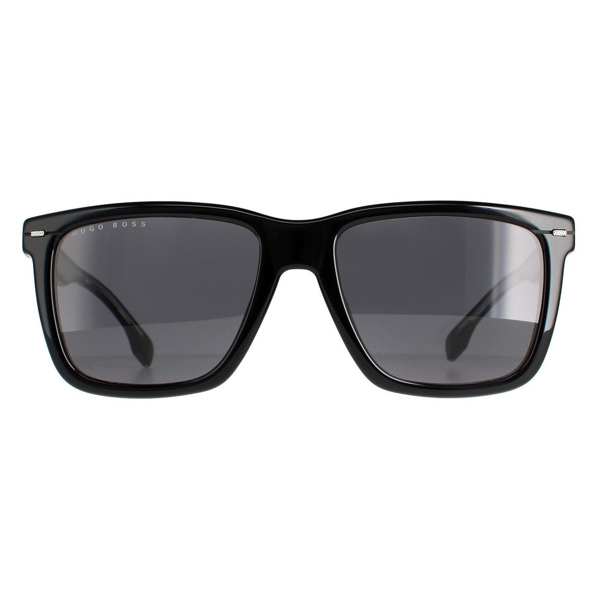 Sonnenbrille mit quadratischem Rahmen und grauen Gläsern