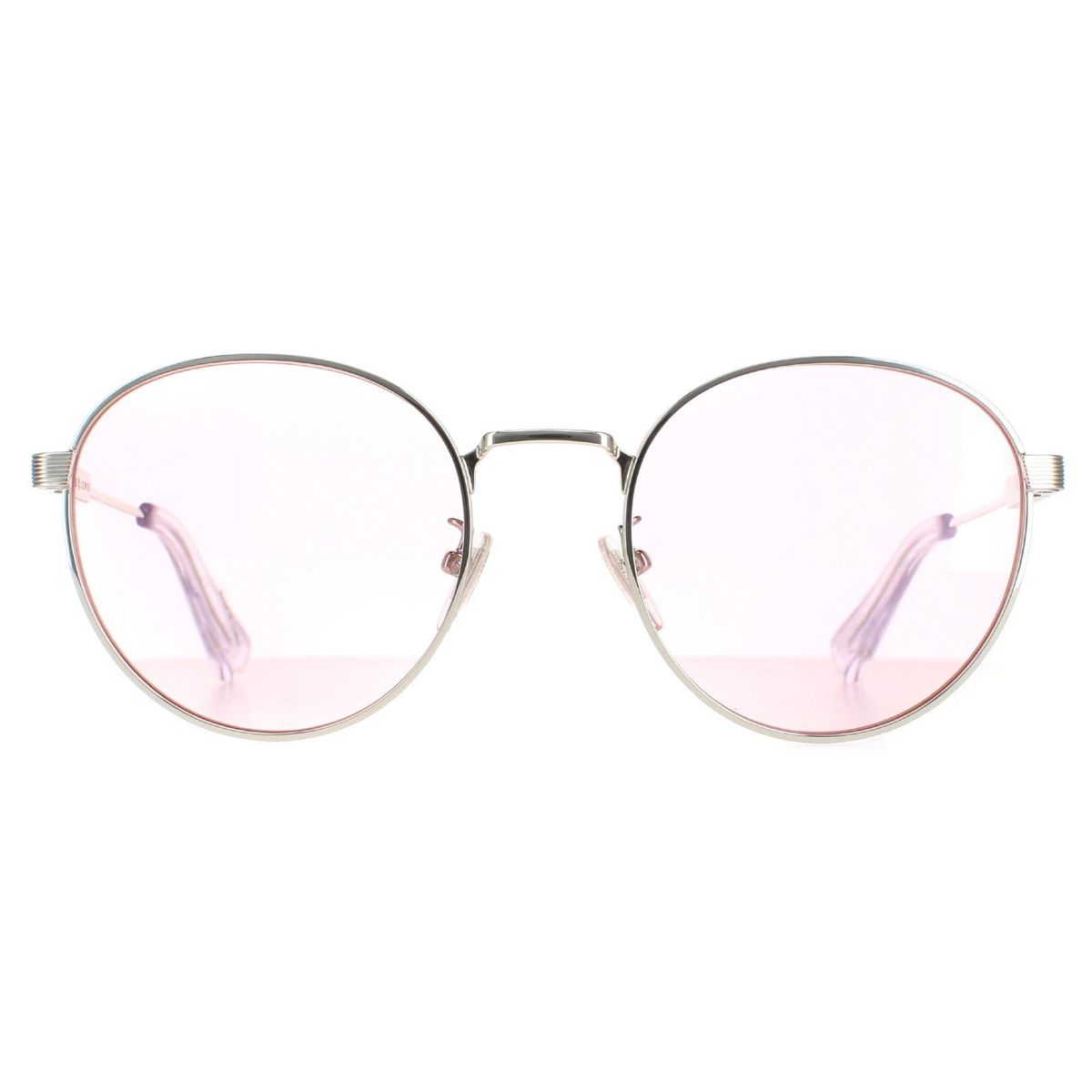 Runde Metall Sonnenbrille mit rosa Gläsern