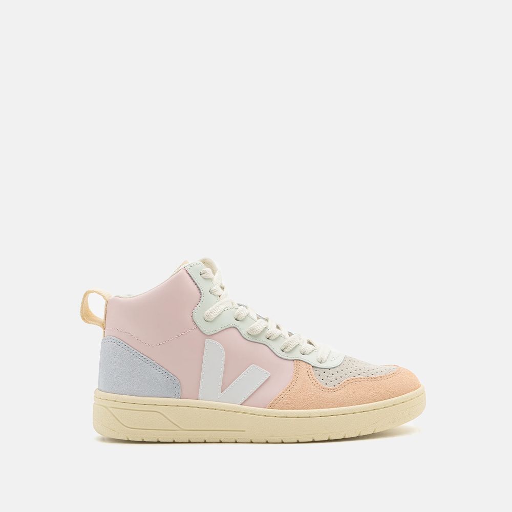 Pastellfarbene High-Top-Sneakers aus Leder