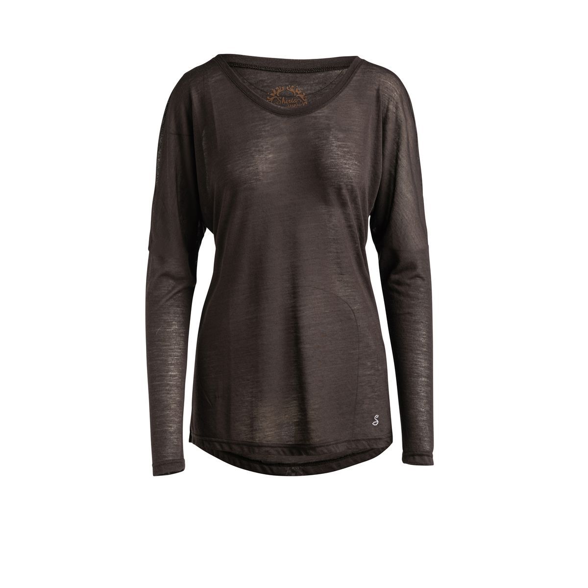 Braunes Langarm-Jersey-Top