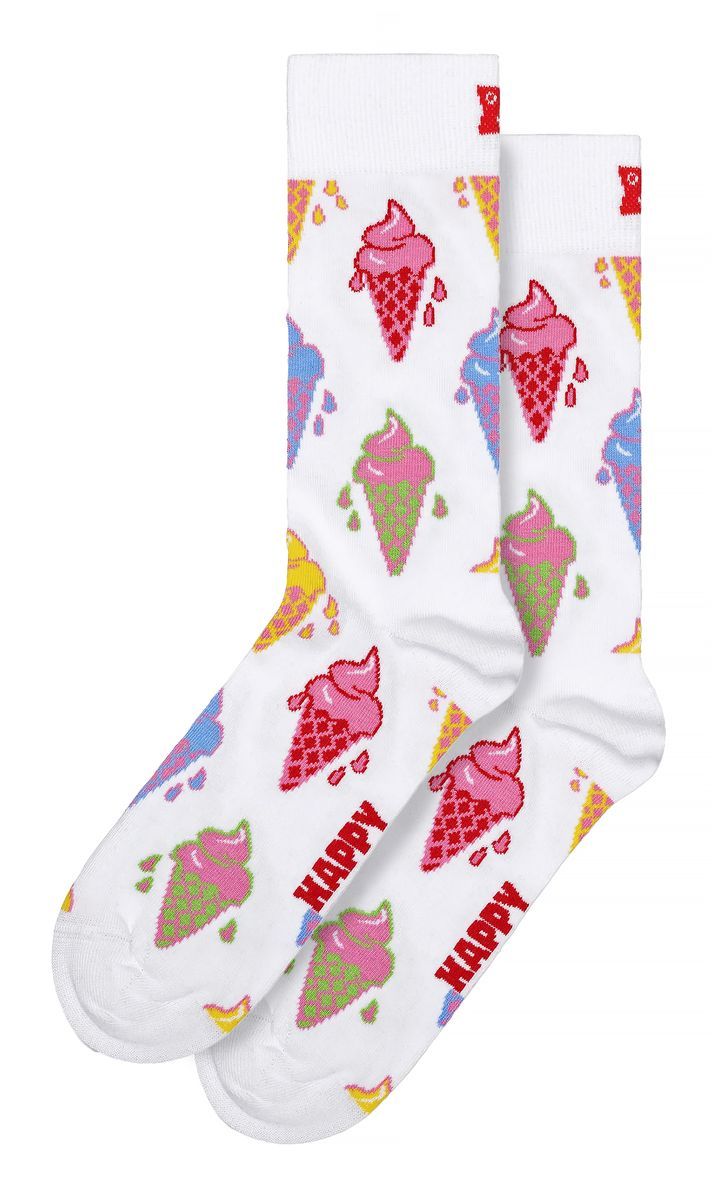 Eiscreme-Socken | Happy Socks | Lustige Geschenk-Socken - Weiß
