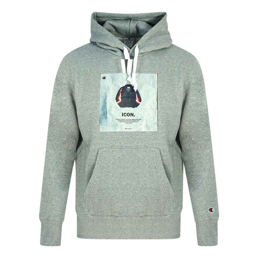 Grauer Champion Icon Grafik Hoodie