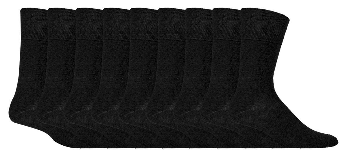 Gentle Grip - 9 Paar nicht elastische Socken aus weicher Baumwolle für Herren - schwarz