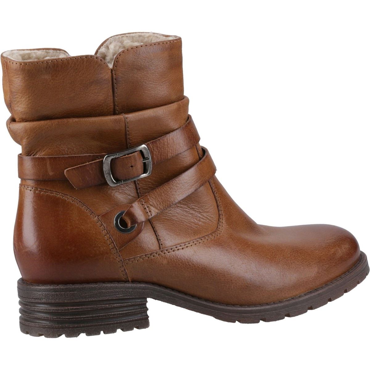 Strukturierte Lederstiefeletten mit Schnallen