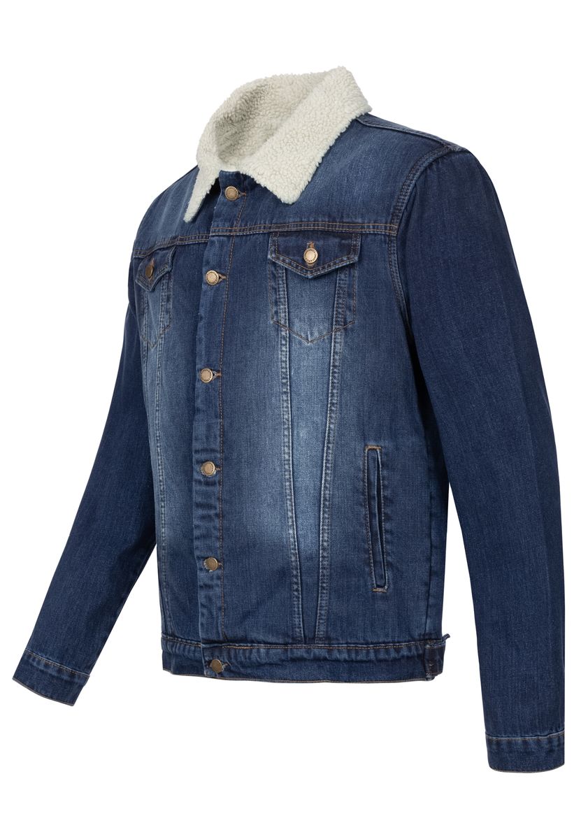 Jeansjacke mit Teddyfell-Futter