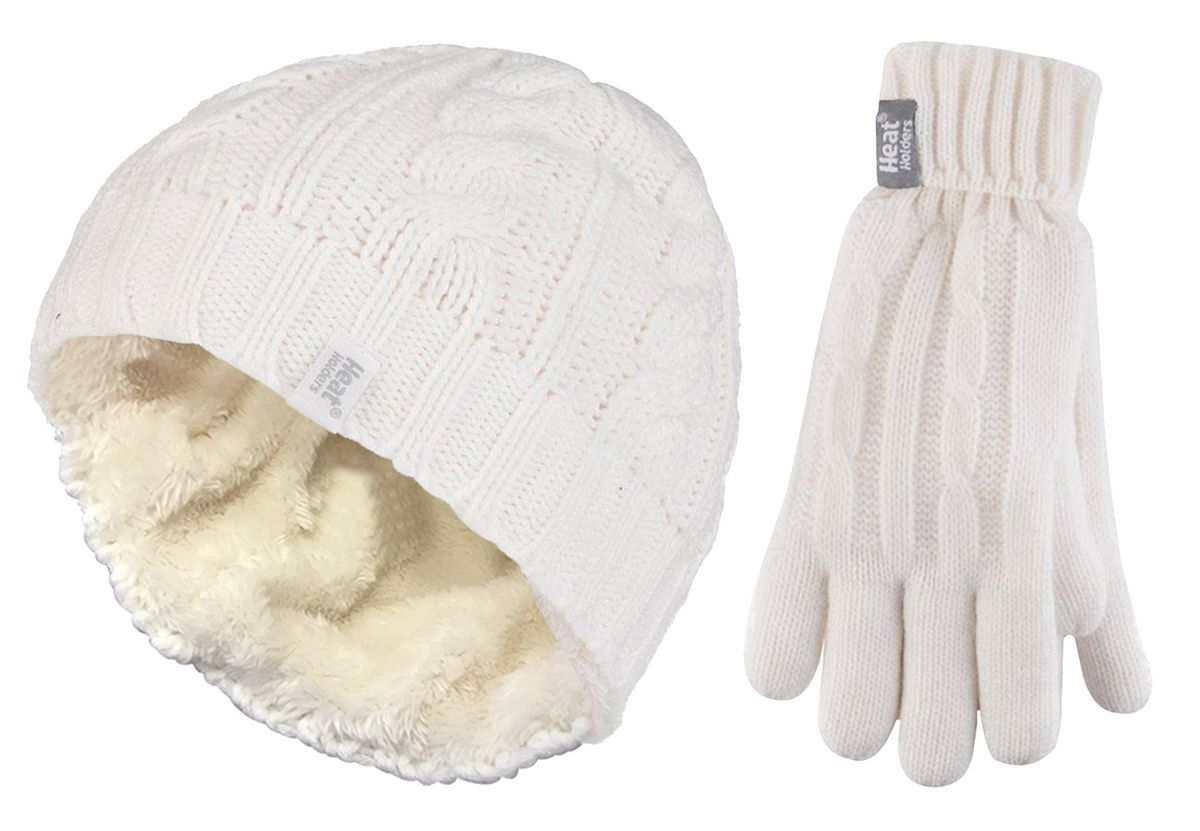 Heat Holders - Damen Mütze & Handschuhe Set für den Winter - Creme