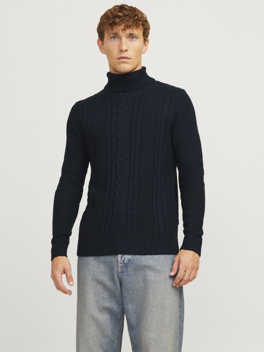 Klassischer Zopfstrick Rollkragen Pullover