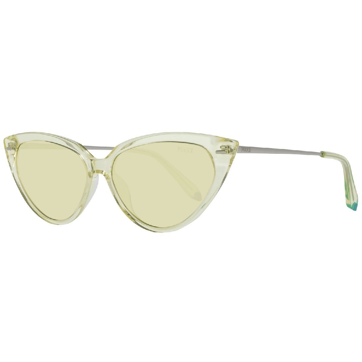 Gelbe Cat-Eye Sonnenbrille mit Metallbügeln