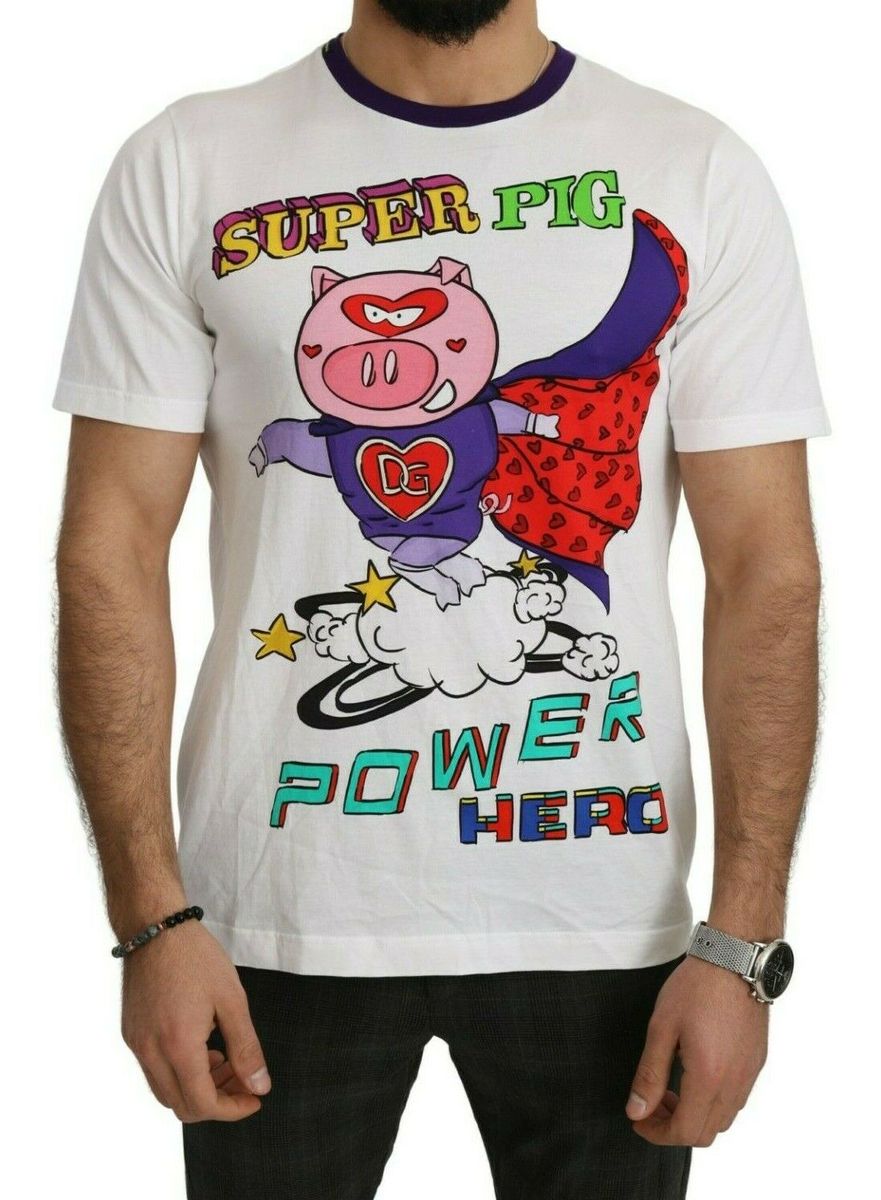 Super Pig Grafikdruck Baumwoll T-Shirt