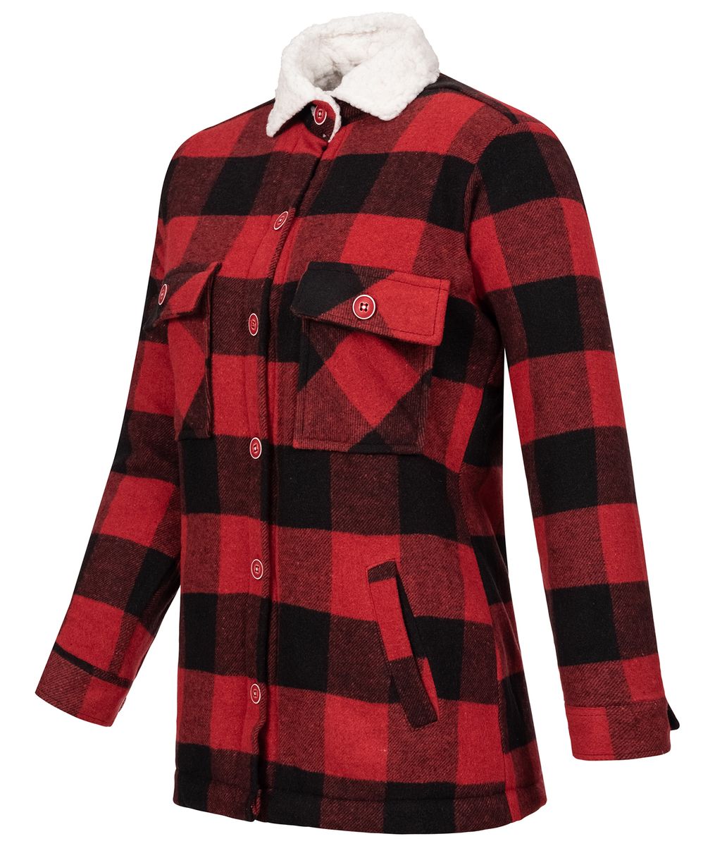 Sherpa-Gefüttertes Karo-Flanell Shacket