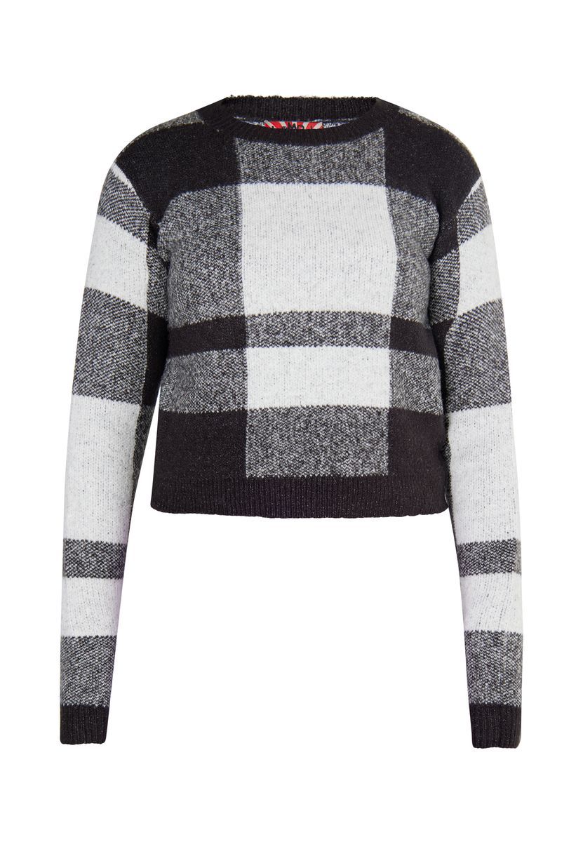Kurzer Strickpullover mit Karomuster