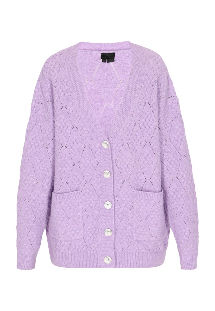 Strickjacke mit Zopfmuster und Taschen