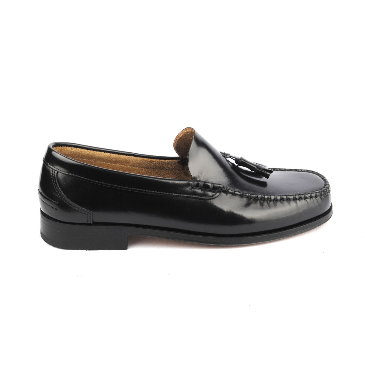 Schwarzer Leder-Tassel-Loafer-Schuh