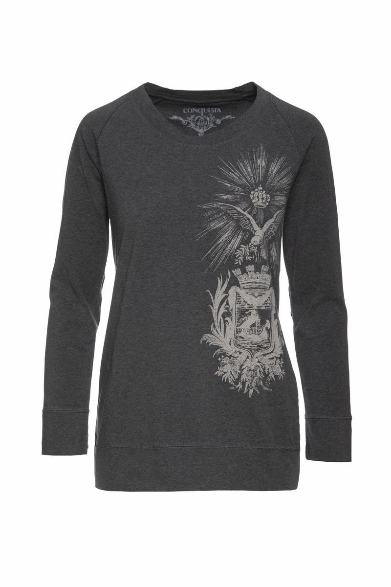 Graues Langarmshirt mit Grafikprint