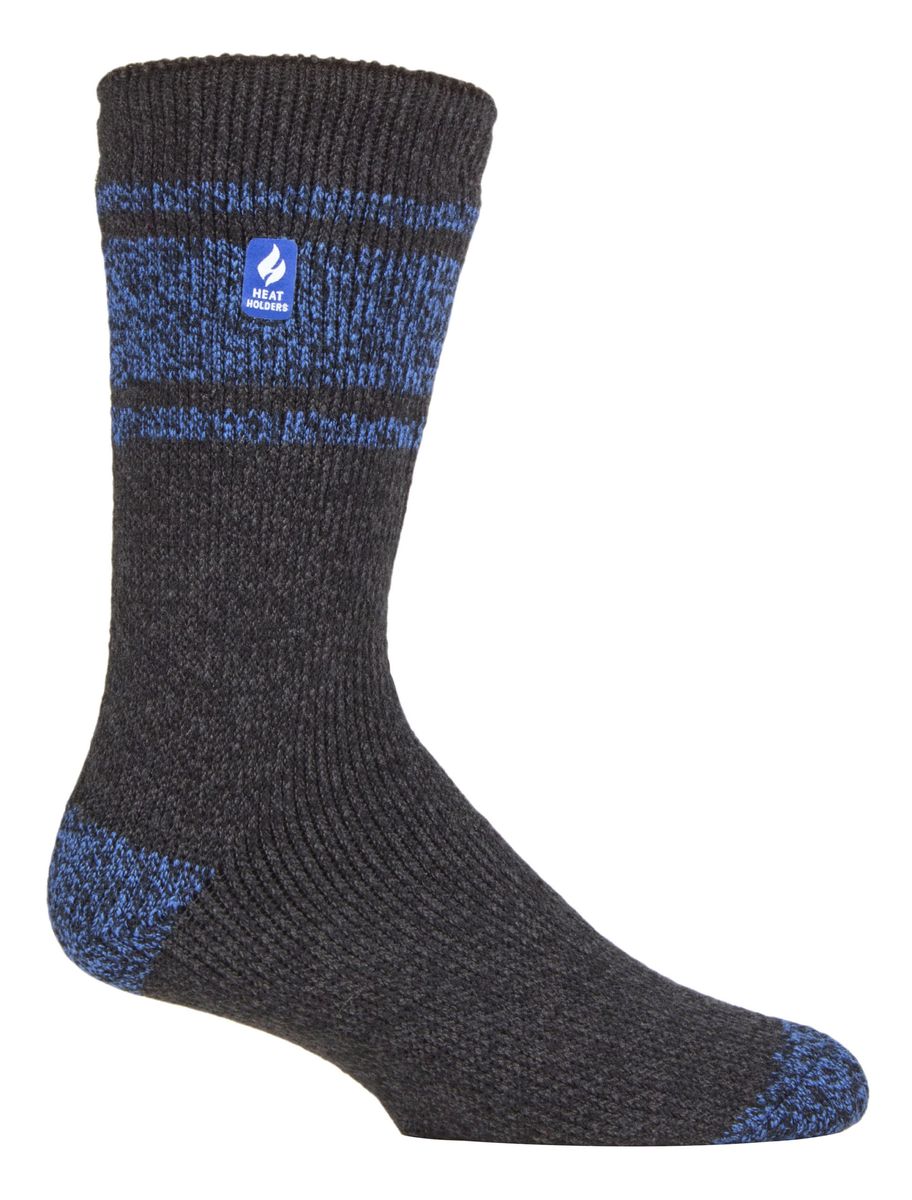 Wärmehalter - Herren extra dicke Thermosocken für den Winter | Warme flauschige Fleece isolierte Socken | Geschenke für Männer - Charcoal / Blau (Athen)