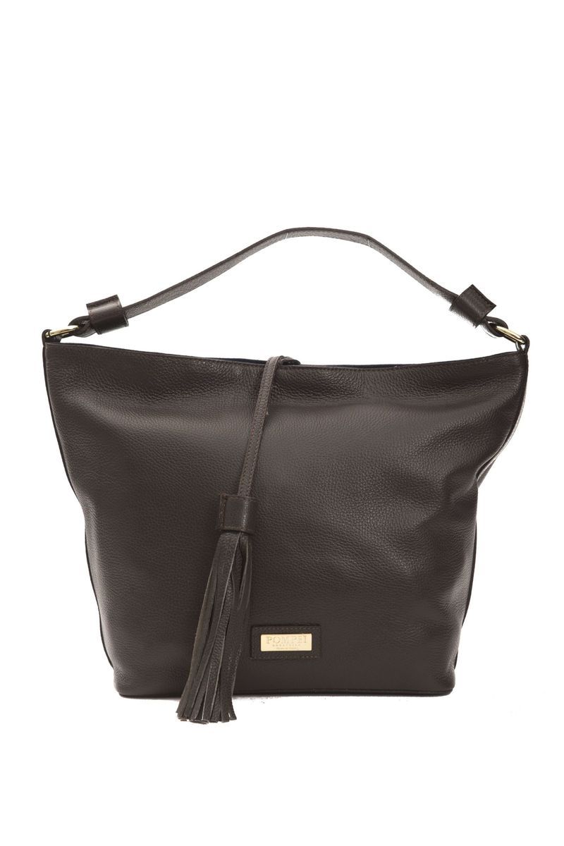 Braune Leder-Schultertasche mit Quaste