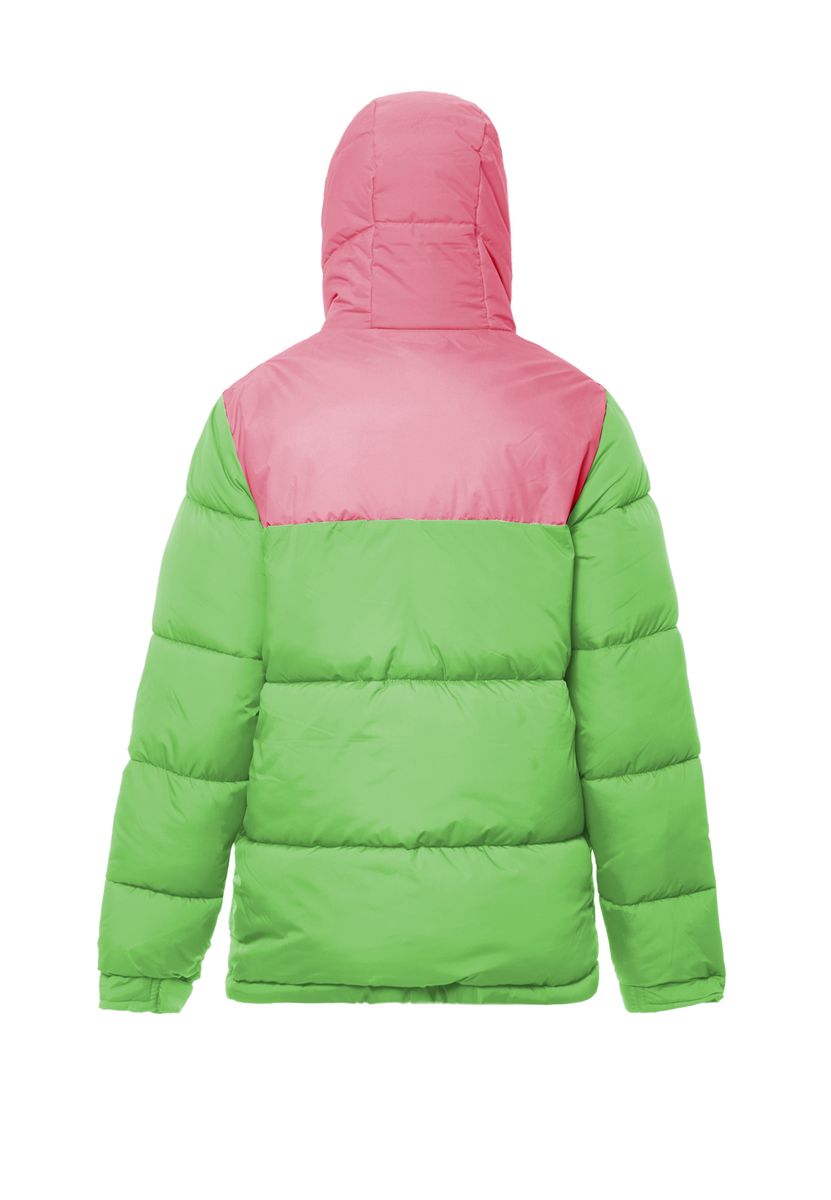 Wattierte Bicolor-Pufferjacke mit Kapuze