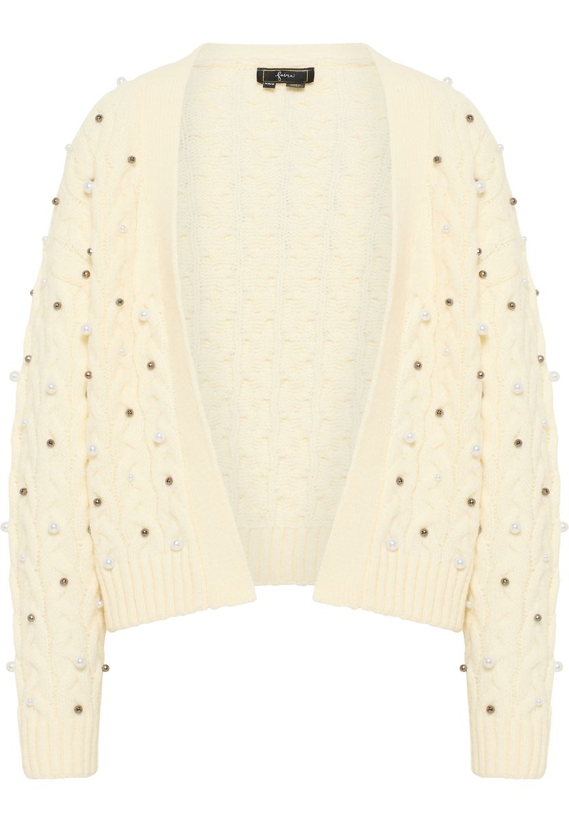 Strickjacke mit Perlen und Gürtel