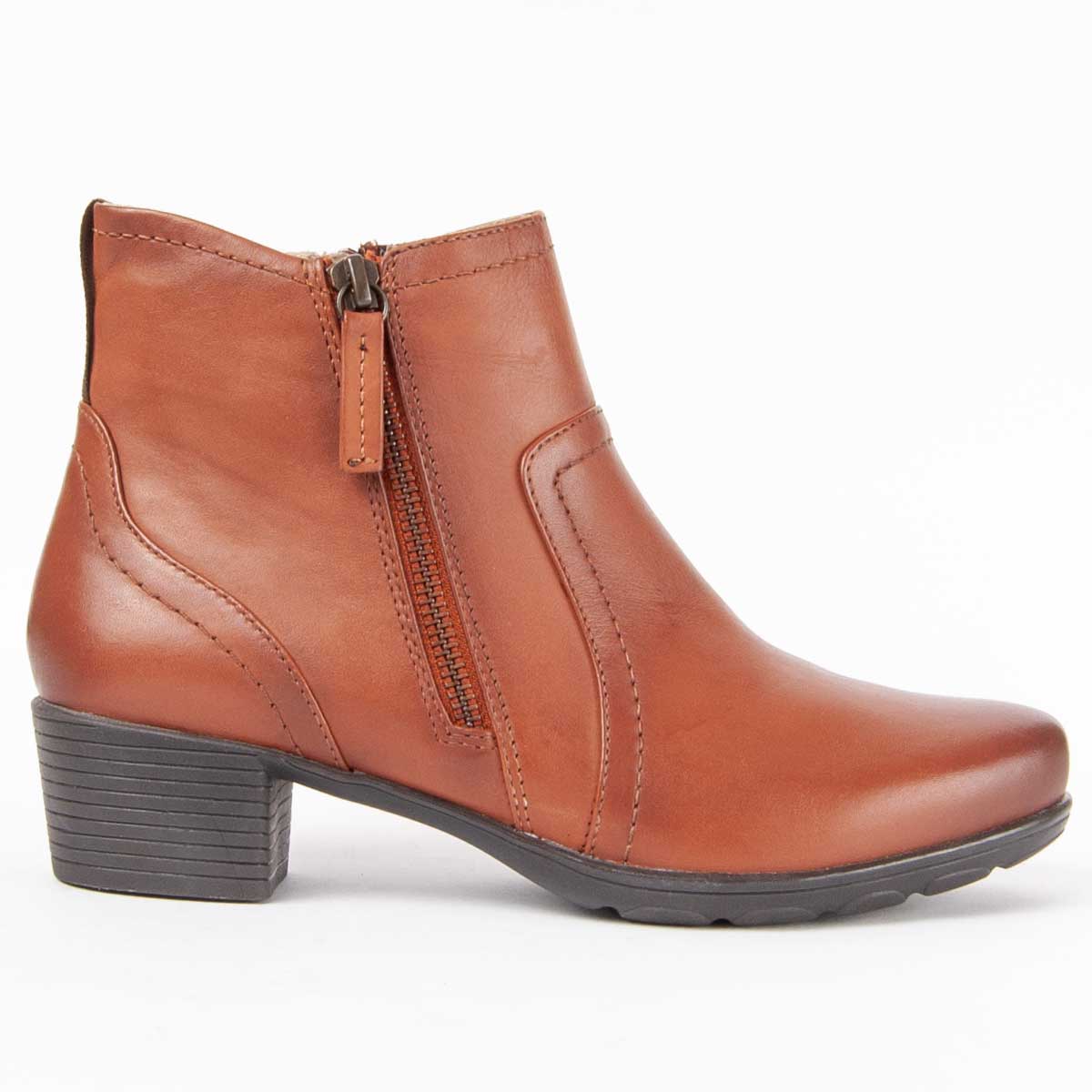 Leder-Stiefelette mit seitlichem Reißverschluss