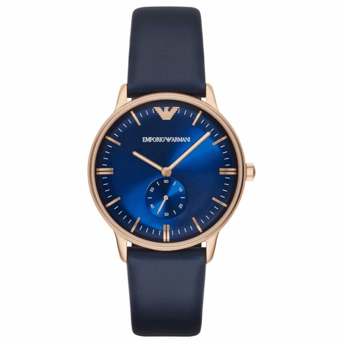 Klassische blaue Lederuhr