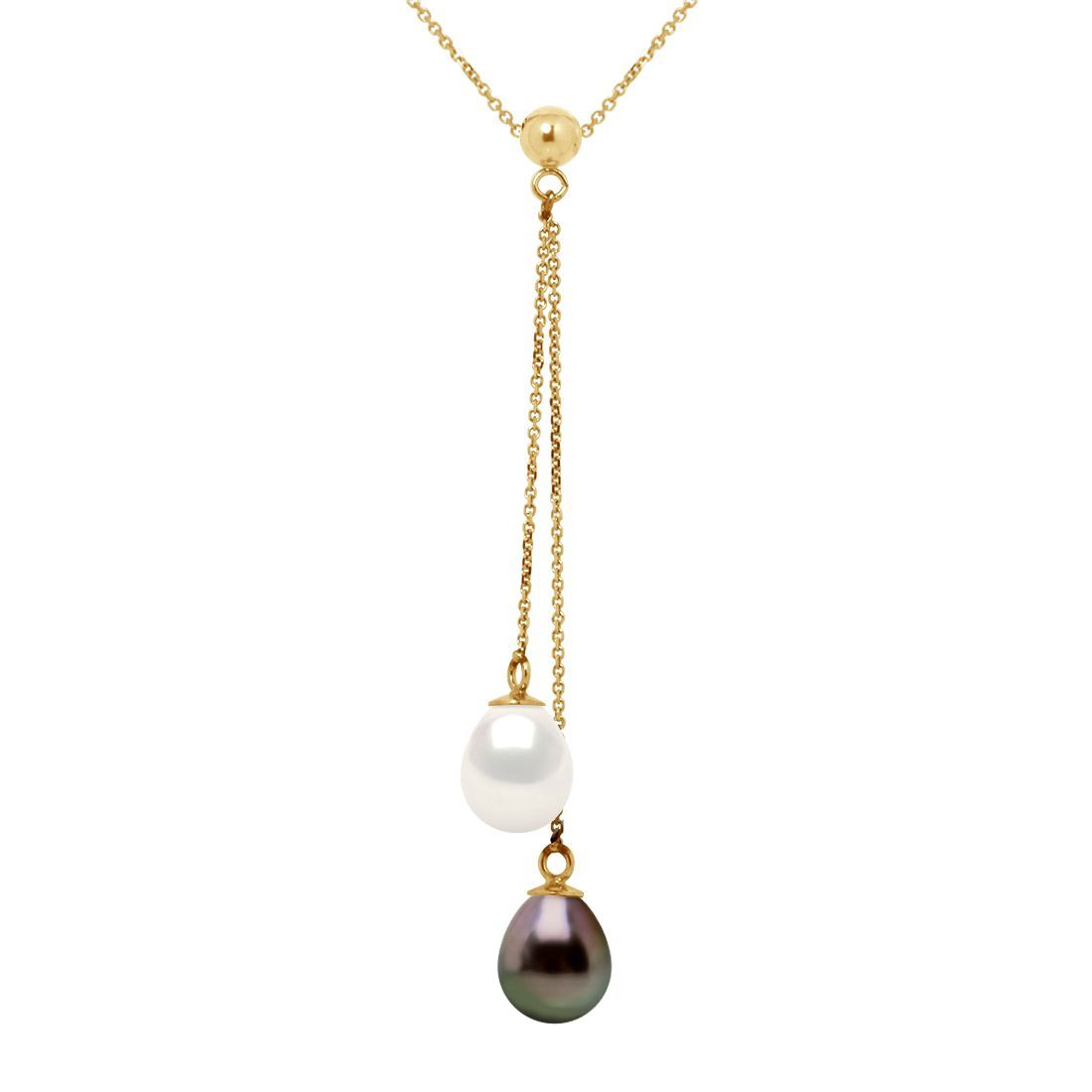 Y-Kette mit Perlenanhänger in Gold