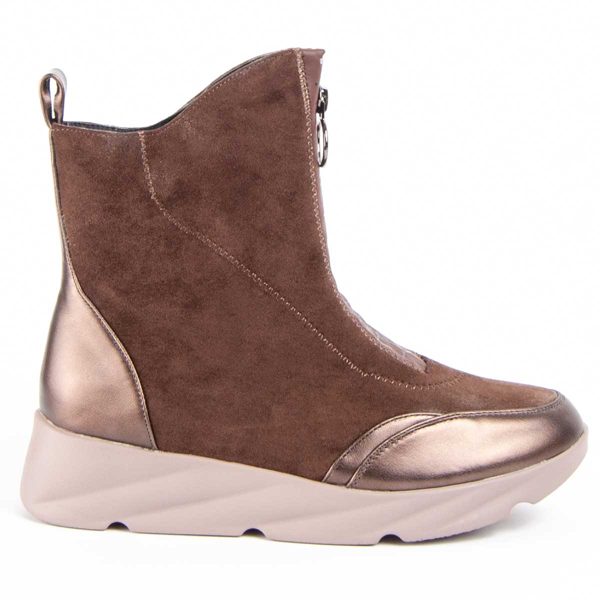 Brauner Wildleder-Keilabsatz-Stiefelette