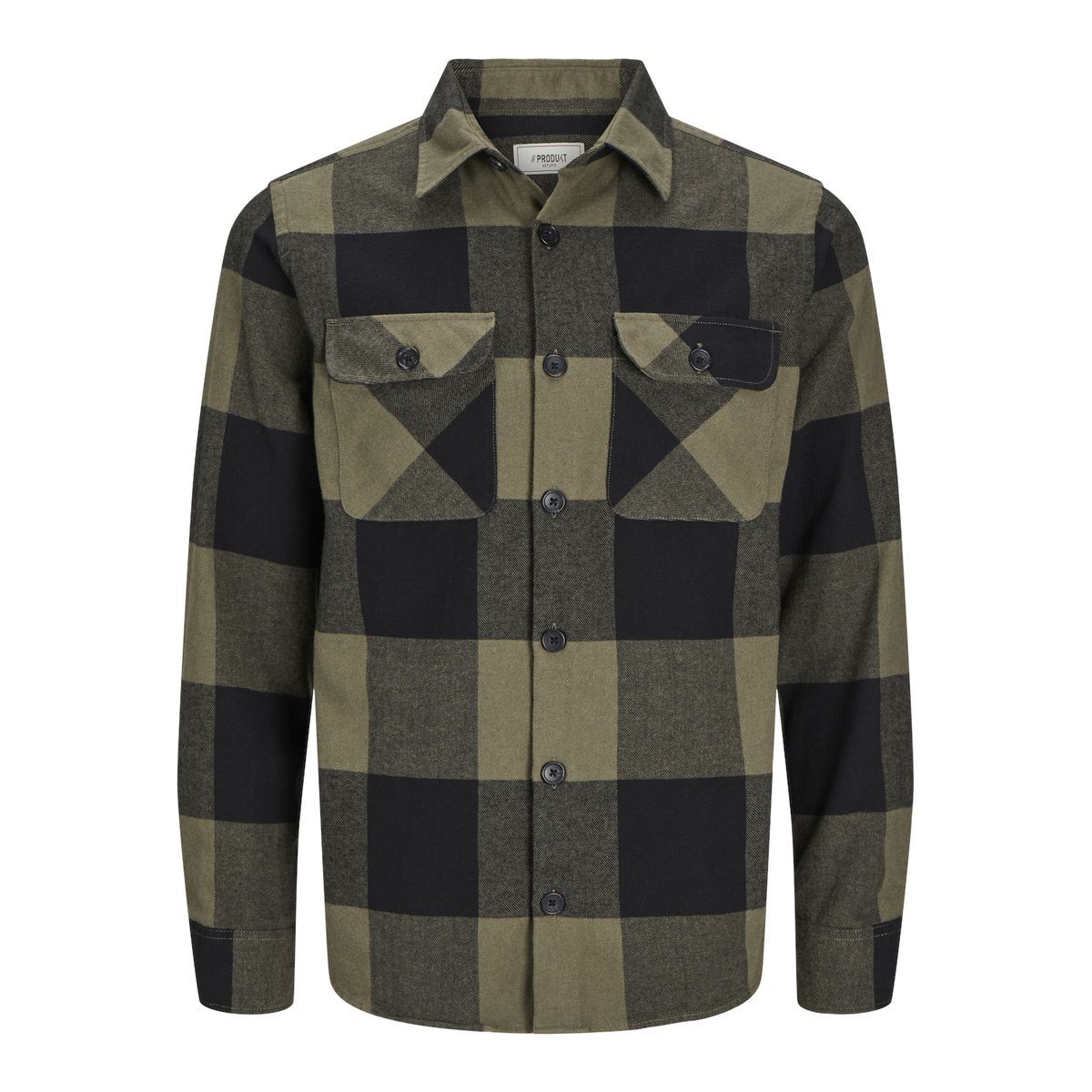 Schwarz-Olives kariertes Overshirt