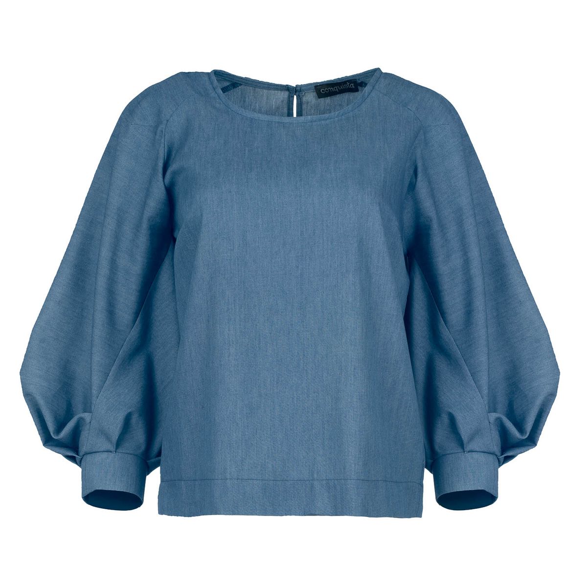 Denim-Oberteil mit Bischofsärmeln