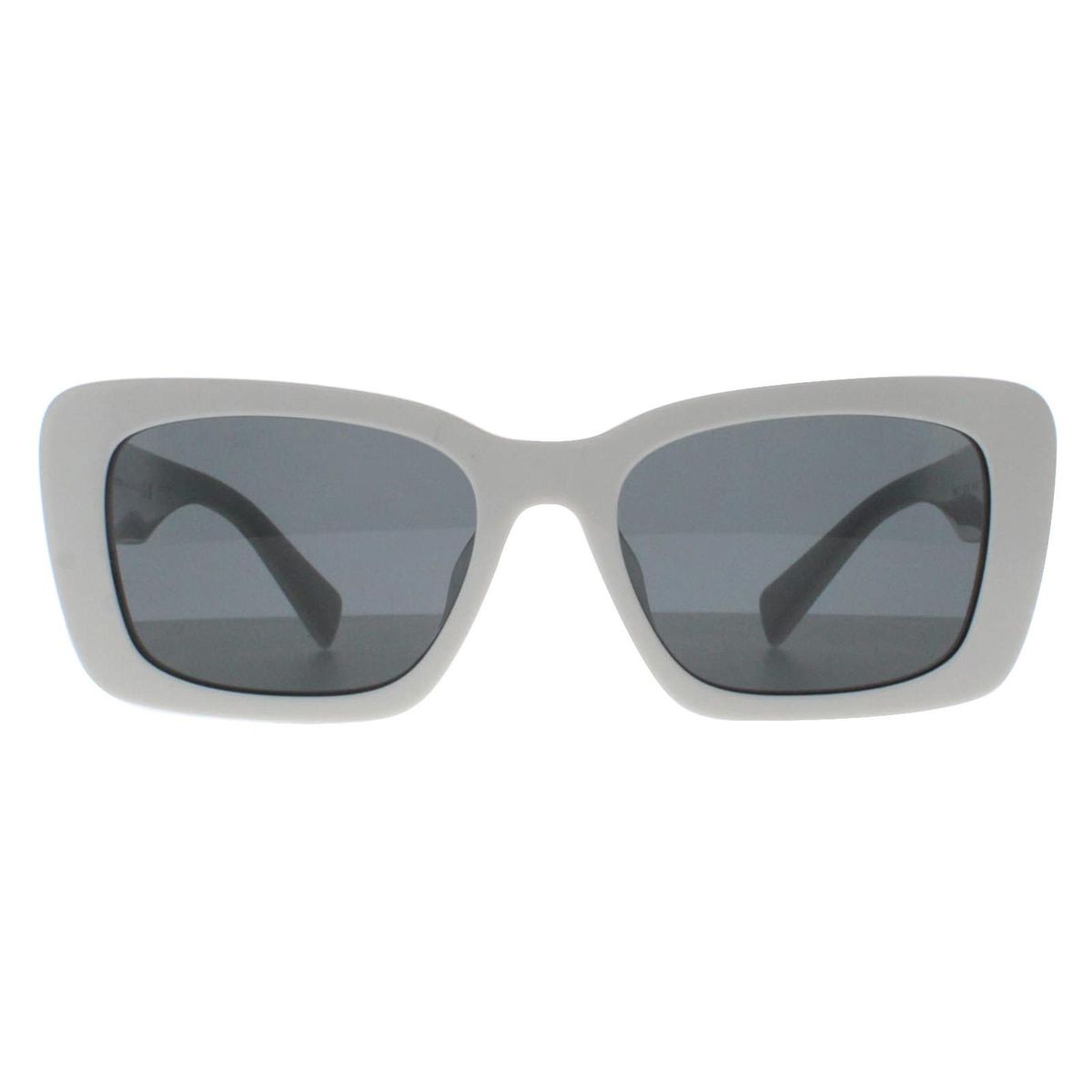 Rechteckige Sonnenbrille mit Rahmen in Weiß