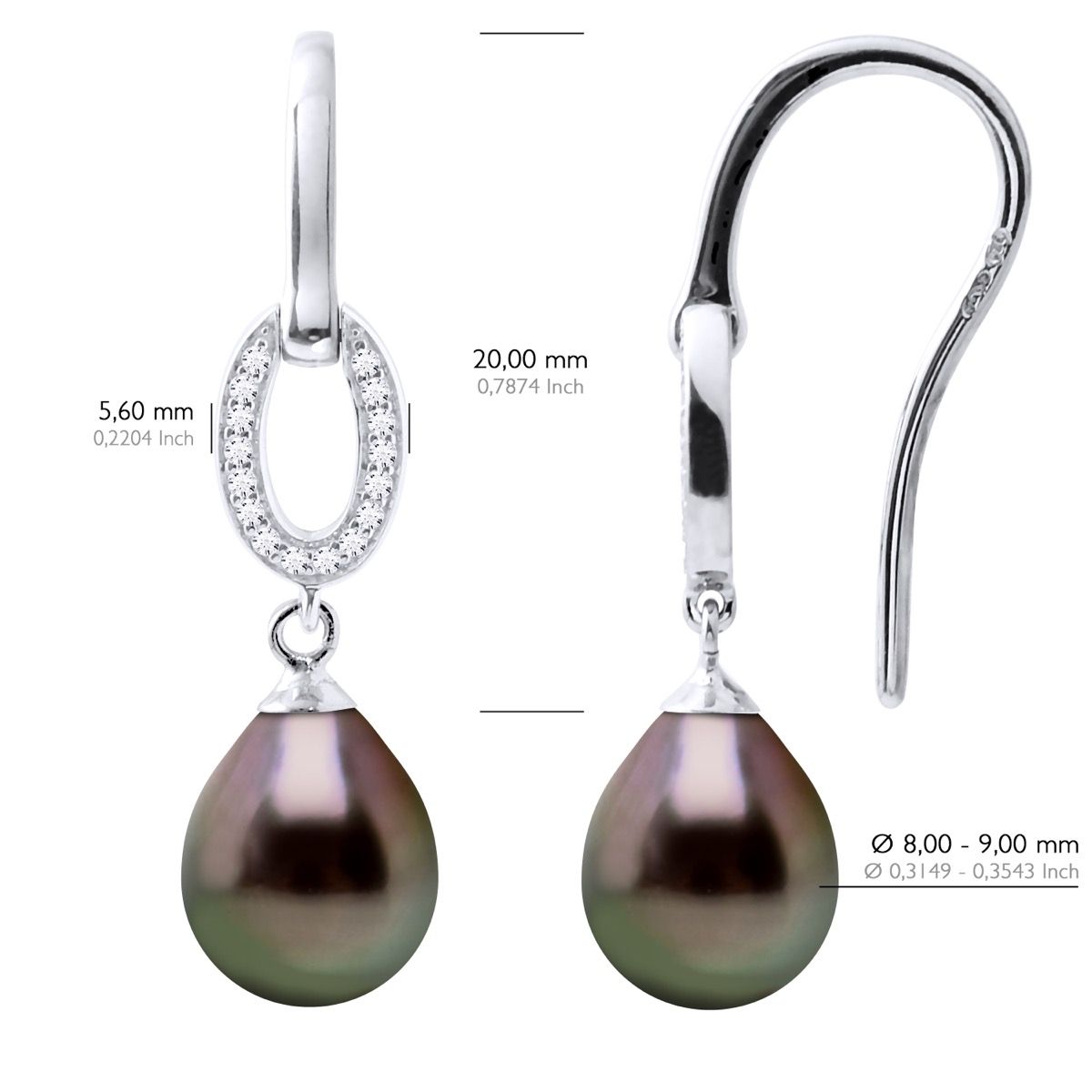 Elegante Tahiti-Perlenohrringe in Tropfenform