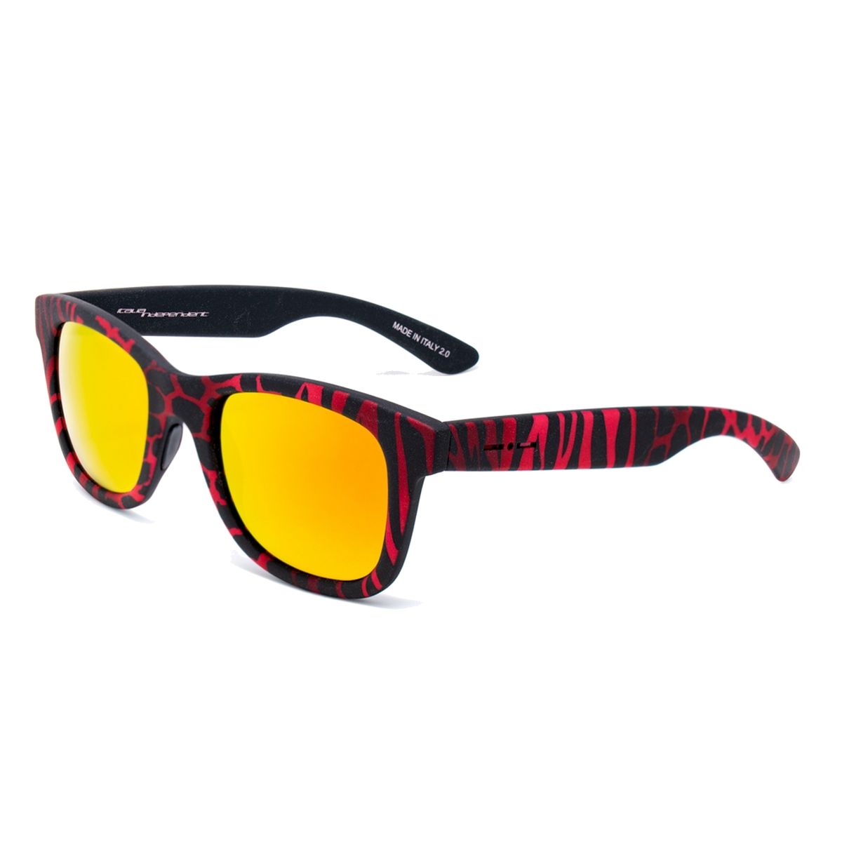 Sonnenbrille aus Acetat mit rotem Zebra-Muster