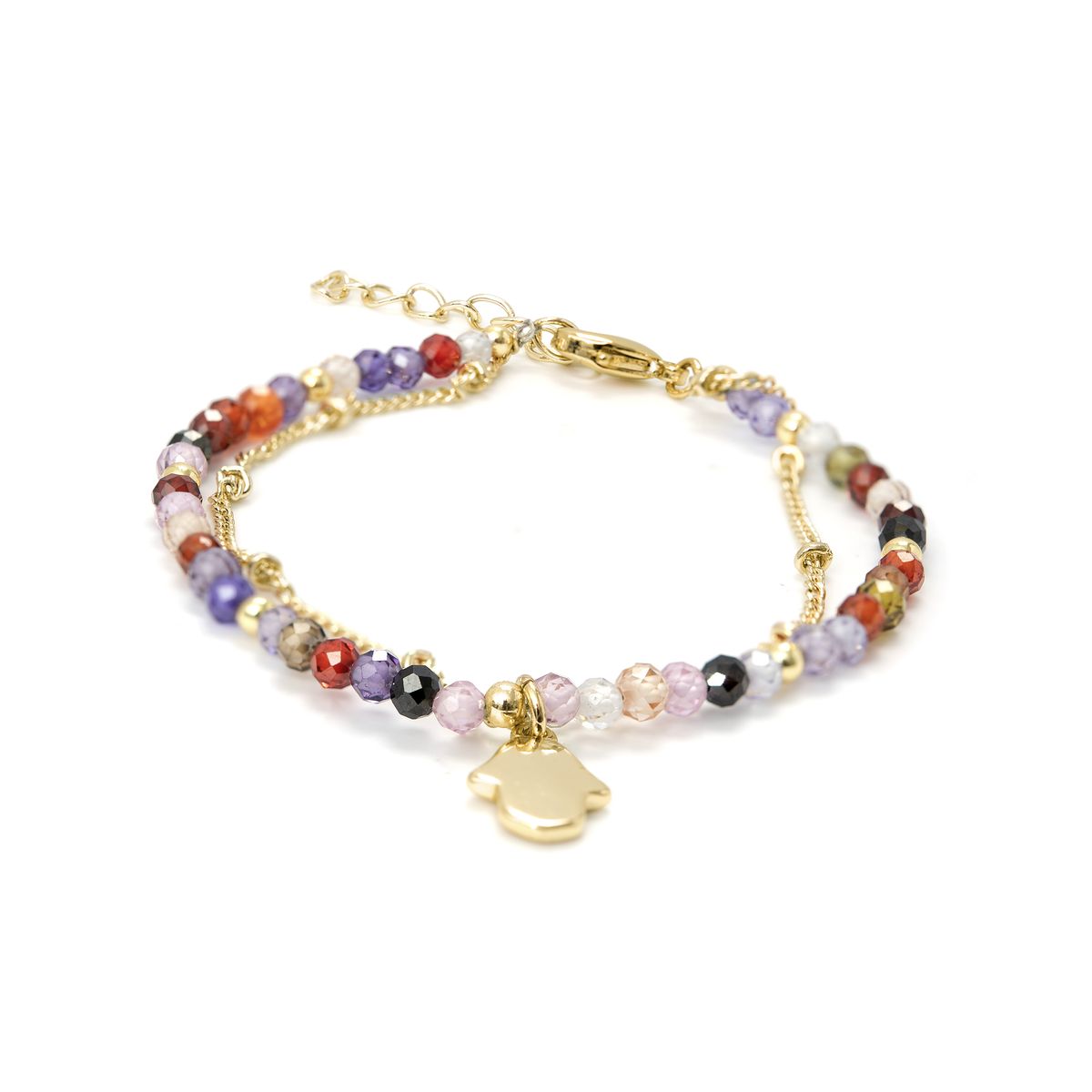 Mehrfarbiges Kristallarmband mit Hamsa-Anhänger