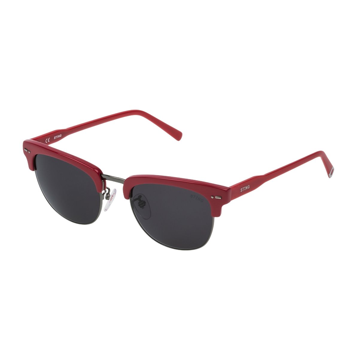 Halbrand-Sonnenbrille mit rotem Rahmen