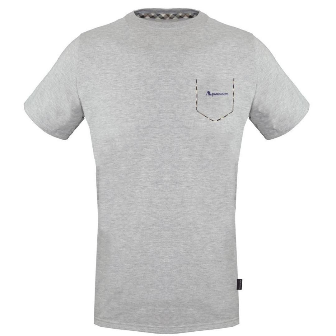 Heathergraues T-Shirt mit Taschendetail