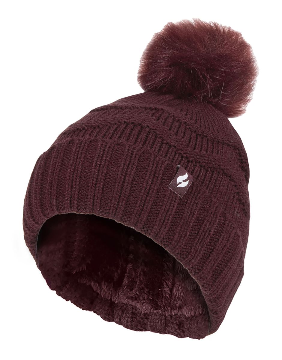 Zig-Zag Strickmütze mit Bommel für Damen