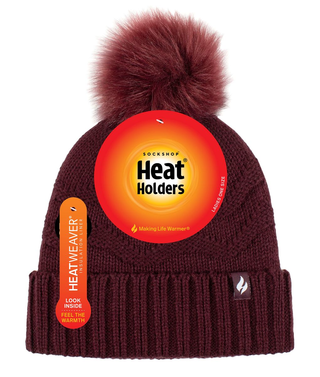 Thermo-Bommelmütze mit Zickzack-Muster