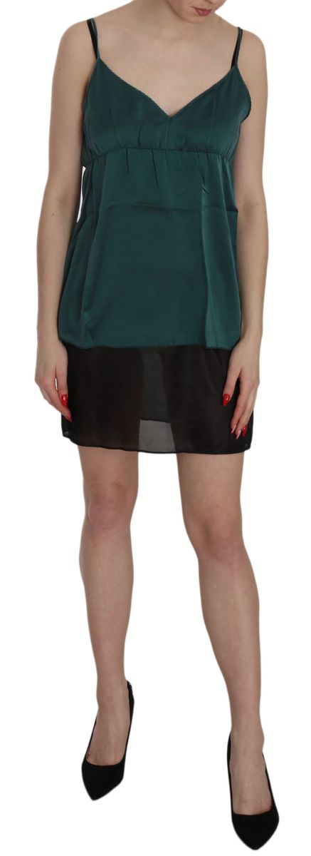 Grünes Seiden-Mini-Slipkleid