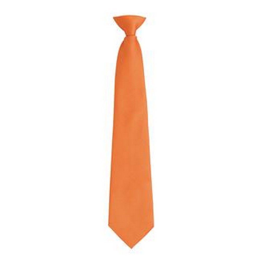 Herren Einfarbige Orange Clip-Krawatte