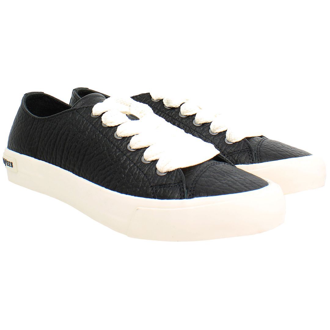 Strukturierte Leder Low-Top Plimsolls