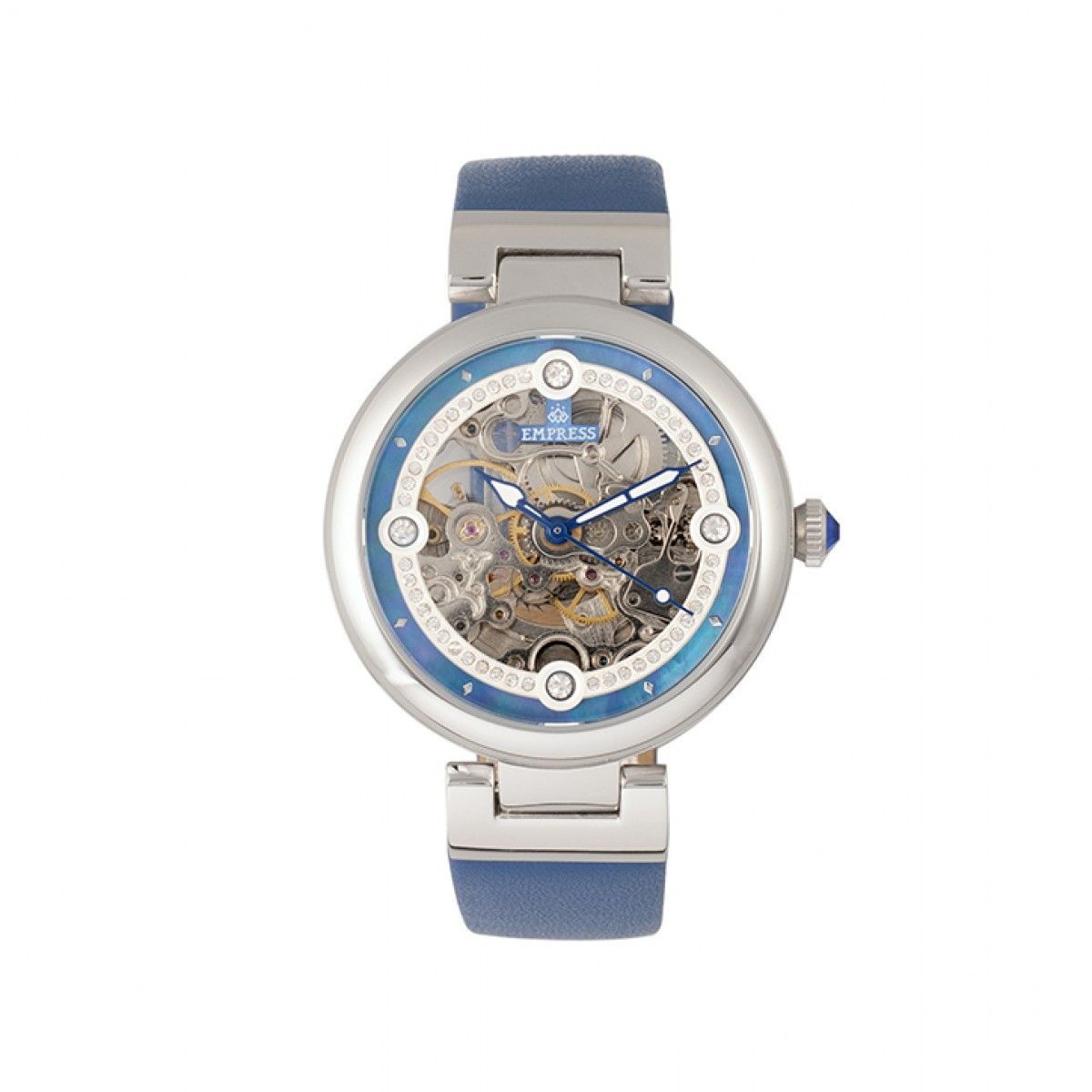 Automatische Skelettuhr für Damen mit Lederarmband